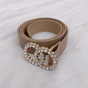 Taupe rhinestone belt